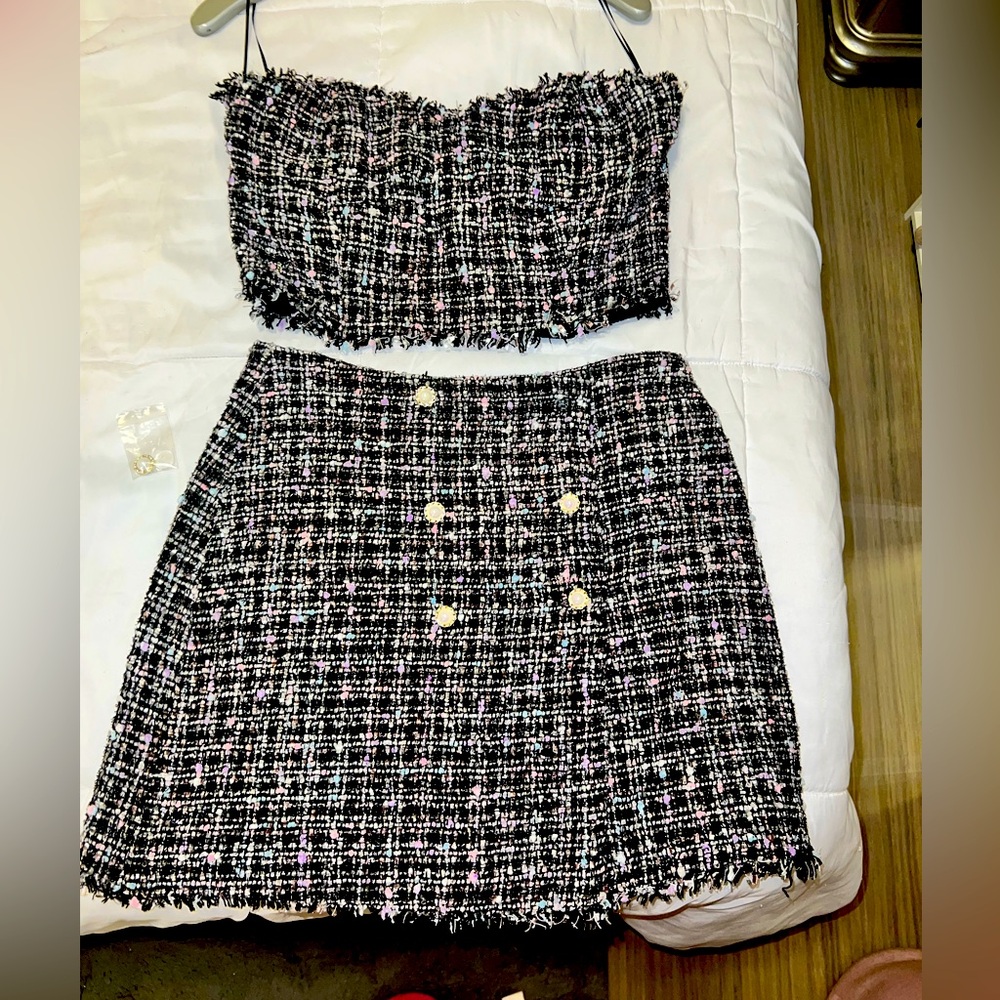 Tweed Ensemble 2-Piece corporate chic set SZ:Medium